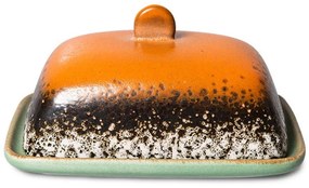 Oranžovo-hnedá keramická maslienka 70s Meteor - 15,5*12*7,5cm