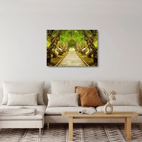 Sklenený obraz - Živý tunel z plumérií (70x50 cm)