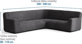 Bielastické poťahy MOSAICO tmavosivé rohová sedačka (š. 350 - 530 cm)