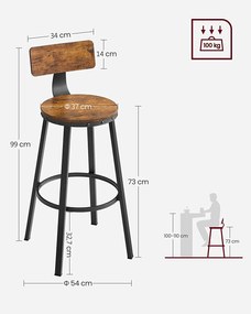 Barové stoličky 2 ks VASAGLE LBC026B01V1