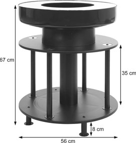 Ohnisko s grilovacou platňou HWC-K95, oceľ / nerez / smalt Ø56cm - čierna