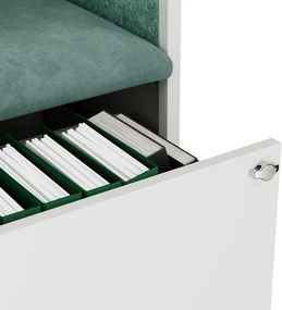 Akustická kabína SALLY MentalBox 600 mm – biely korpus, zelené sedadlo