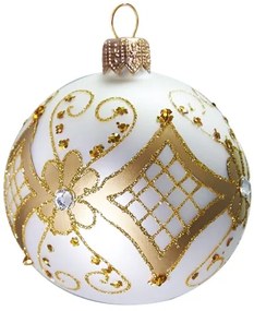 Vianočná banka biela zlatý dekor