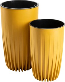 PLASTOVÝ KVETINÁČ STRIPPED 25X42 CM HORČICOVÁ