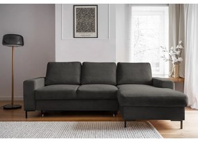 Tmavosivá menčestrová rozkladacia rohová pohovka (pravý roh) Lofty Lilly – Miuform