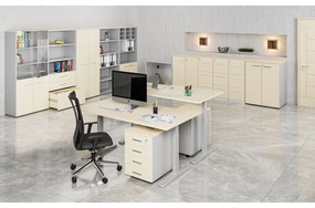 Kancelárska komoda k stolu PRIMO GRAY, 740 x 600 x 420 mm, sivá/breza