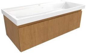 Kúpeľňová skrinka s umývadlom SAT Evolution 98x30x44, 5 cm dub medový mat SATEVO100DMU4, 1 ks