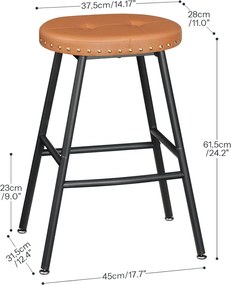 Sada 2 ks barových židlí Ironform hnědá/černá