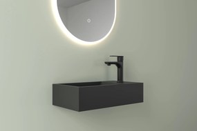 CERANO - Umývadlo z liateho mramoru Teo, závesné pravé - čierna matná - 40x22 cm, CER-CER-482707