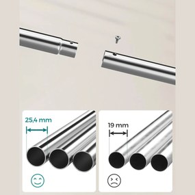 Stojan na šaty, s dvojitou tyčou a policou, kovový, strieborná farba