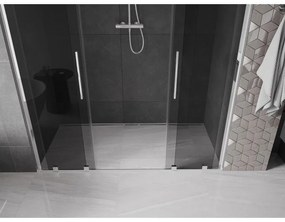 Mexen Velar L Duo, posuvné sprchové dvere do otvoru 200 cm, 8mm šedé sklo, chrómová, 871-200-003-42-01