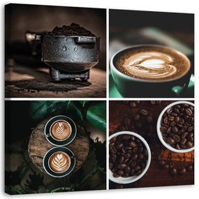 Obraz na plátně Sada šálků na kávu a nápoje - 50x50 cm
