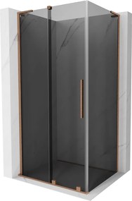 Mexen Velar L, sprchový kút s posuvnými dverami 110 x 80 cm, 8mm šedé sklo, medená matná, 871-110-080-43-65