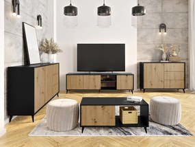Zostava nábytku do obývacej izby Oksawi II, Farby: čierna / dub artisan