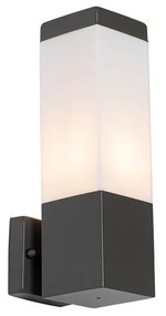 Moderná vonkajšia nástenná lampa tmavosivá s opálom - Malios