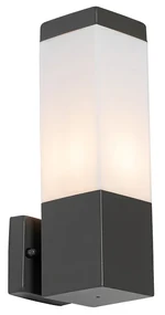 Moderná vonkajšia nástenná lampa tmavosivá s opálom - Malios