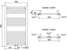 Mexen Mars, vykurovacie teleso 900x500 mm, 370 W, antracitová, W110-0900-500-00-66