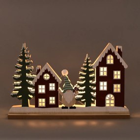 Vianočná svetelná dekorácia Domčeky, 28 x 17,5 x 5cm, LED