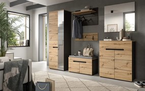 Dvojdielny šatníkový panel Cano, 80 cm, šedá/dub artisan