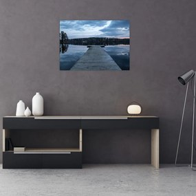 Sklenený obraz - Mólo na jazere (70x50 cm)