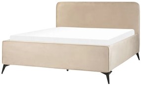 Zamatová posteľ 160 x 200 cm sivobéžová VALOGNES Beliani