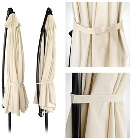 Záhradný slnečník 3,5 m so solárnym LED osvetlením – krémový, UV50+