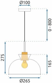 Toolight, závesné svietidlo APP1184-1CP C, hnedá-číra, OSW-14027