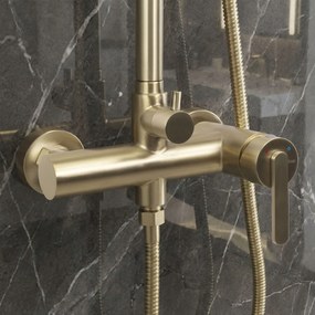 Rea Ontario, sprchový set nástenný s dažďovou sprchou, zlatá matná, REA-P9494