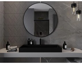 Mexen Loft, okrúhle kúpeľňové zrkadlo 100 cm, farba rámu čierna matná, 9850-100-100-000-70
