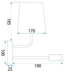 Toolight Toolight, nástenné svietidlo LED 3W+1xE27 APP1610-2W, čierna, OSW-01593