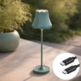Retro stolná lampa minerálna modrá nabíjateľná IP44 - Granny