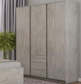 Šatníková skriňa Carlos, šedý beton, 152 cm