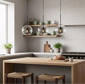 Toolight - Sklenená závesná lampa loft APP557-1CP 20cm 1xE27 60W, čierna, OSW-08750