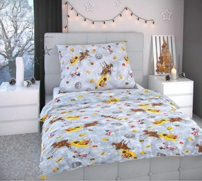 Kvalitex Vánoční povlečení 140x220, 70x90cm SNĚHULÁCI šedí