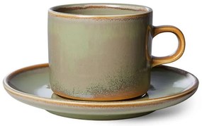 Rustikálne modrá porcelánová šálka s tanierikom Chef - Ø 8*6,5 cm / 220 ml