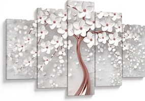 Obraz - Obraz bieleho stromu s kvetinami, rosegold (150x105 cm)