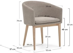 Béžové čalúnené jedálenské kreslo s podrúčkami Harlan – Kave Home