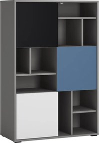 Regál Laser LASR02B 3D platinovo sivá/čierna perla/alpská biela/modrá