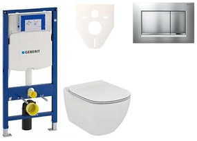 Cenovo zvýhodnený závesný WC set Geberit do ľahkých stien / predstenová montáž + WC Ideal Standard Tesi 111.300.00.5NE7