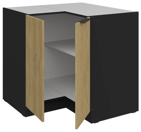 Rohová dolná kuchynská skrinka Carminia 90x90 DN 2F BB (dub cremona + čierna). Akcia -20%. Vlastná spoľahlivá doprava až k Vám domov. 1127991