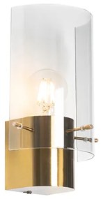 Vintage nástenná lampa mosadz so sklom s dymovým efektom - Vidra
