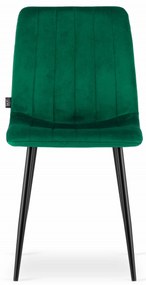 Zelená zamatová stolička LAVA s čiernymi nohami