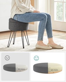 Taburet s úložným prostorem Lomo 9,4 L šedý/černý