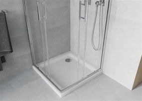 Mexen Rio štvorcový sprchovací kút 80 x 80 cm, 5mm sklo, chrómový profil-číre sklo + slim sprchová vanička 5cm, 860-080-080-01-00-4010