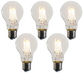 Sada 5 stmievateľných LED žiaroviek E27 A60 číra 4W 470 lm 2700K