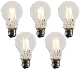 Sada 5 stmievateľných LED žiaroviek E27 A60 číra 4W 470 lm 2700K
