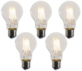 Sada 5 stmievateľných LED žiaroviek E27 A60 čírych 4W 470LM 2700K