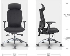 Ergonomická kancelárska stolička MOSH Elite H –  čierna