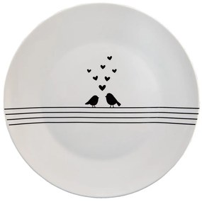 Porcelánový jedálenský tanier s vtáčikmi Love Birds - Ø 26*2 cm