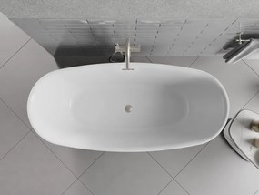Mexen Luvo Slim, voľne stojaca vaňa 170 × 75 cm, biela-čierna, oceľový prepad, 52801707575-97